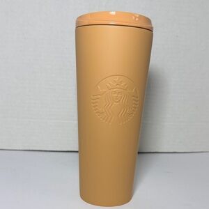 NWT Starbucks matte Mustard Yellow soft Touch Cold SS Tumbler 16OZ
